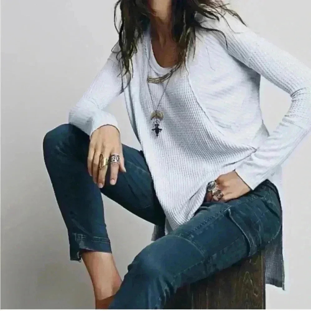 Free People Ventura thermal light blue Long Sleeve Top